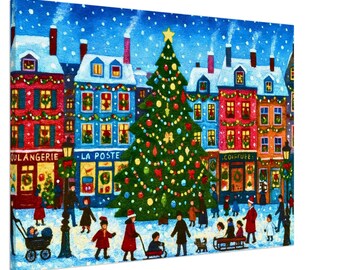 Christmas Canvas Painting 70x100 cm / 28x40" - FREE SHIPPING - Original ART