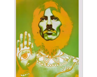 George Harrison Beatles offset lithograph in colors - FREE SHIPPING
