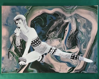 David Bowie original art canvas signed 1/1 unique 70x100 cm / 28x40" - FREE SHIPPING