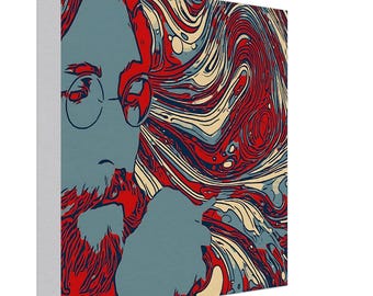 John Lennon Beatles signed canvas 20x20cm / 8x8" - Original Unique - FREE SHIPPING