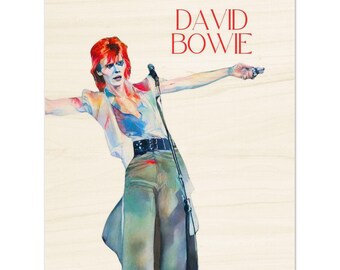 David Bowie Art on Wood 30x40cm / 12x16" - FREE SHIPPING