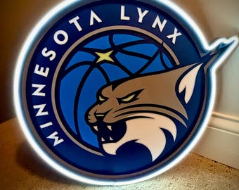 Letrero de neón LED de Minnesota Lynx: decoración de pared de baloncesto morado y blanco, iluminación para sala de juegos
