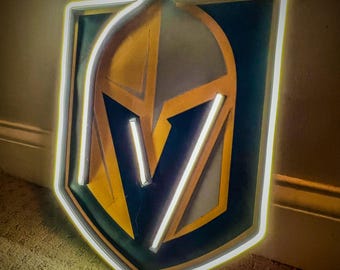 Letrero de neón LED de Los Vegas Knights: decoración de pared de hockey en negro y dorado, iluminación para sala de juegos