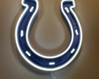 Letrero de neón LED de los Indianapolis Colts: decoración de pared de fútbol azul y blanco, iluminación para sala de juegos