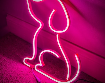 Letrero de neón LED con bonito cachorro