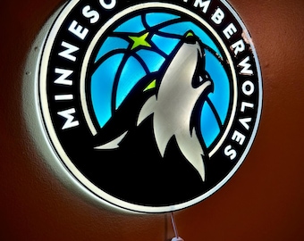 Placa retroiluminada de los Minnesota Timberwolves - Estilo vitral