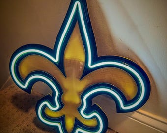 Letrero de neón LED de los New Orleans Saints: decoración de pared de fútbol negro y dorado, iluminación para sala de juegos