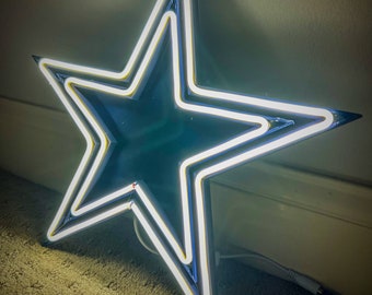 Letrero de neón LED de los Dallas Cowboys: decoración de pared de fútbol azul y blanco, luz para sala de juegos, regalo para fanáticos del deporte.