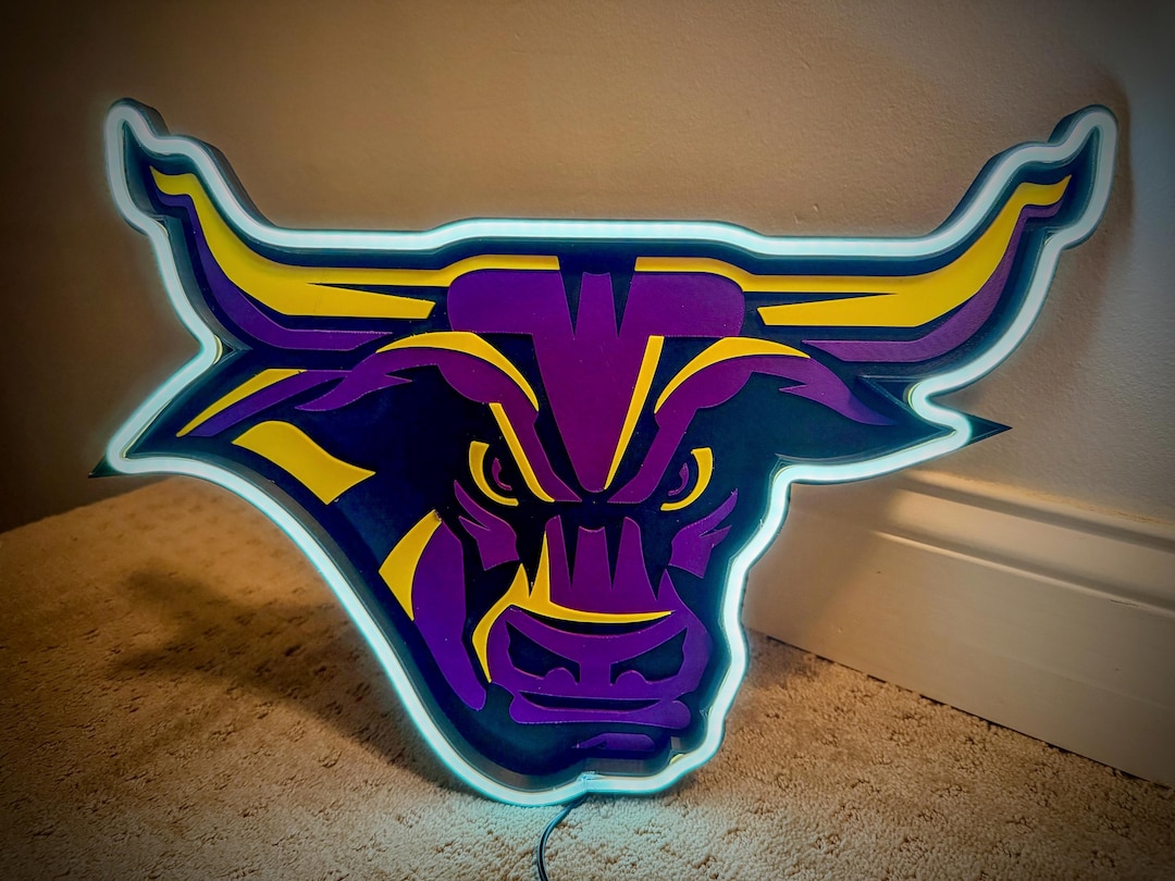 Msu Led Sign MSU Mavericks LED Neon Sign β Purple & Yellow Hockey Wall Decor β Game ...