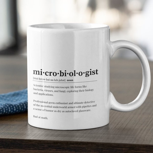 Microbiology Funny Ceramic Mug | Microbiologist Definition, Funny Science Mug, Graduation Gift, Minimalist, Coffee Mug, Sleek