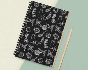 Realistic Microbes Spiral Notebook | Science Student, Graduation Gift, Microbiologist, Biology, Research Journal, Sleek, Minimalist