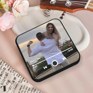 Custom Couple Music Fridge Magnet, Personalized Photo & Music Fridge Magnet, Play Whole Song Music Box, Wedding Gift