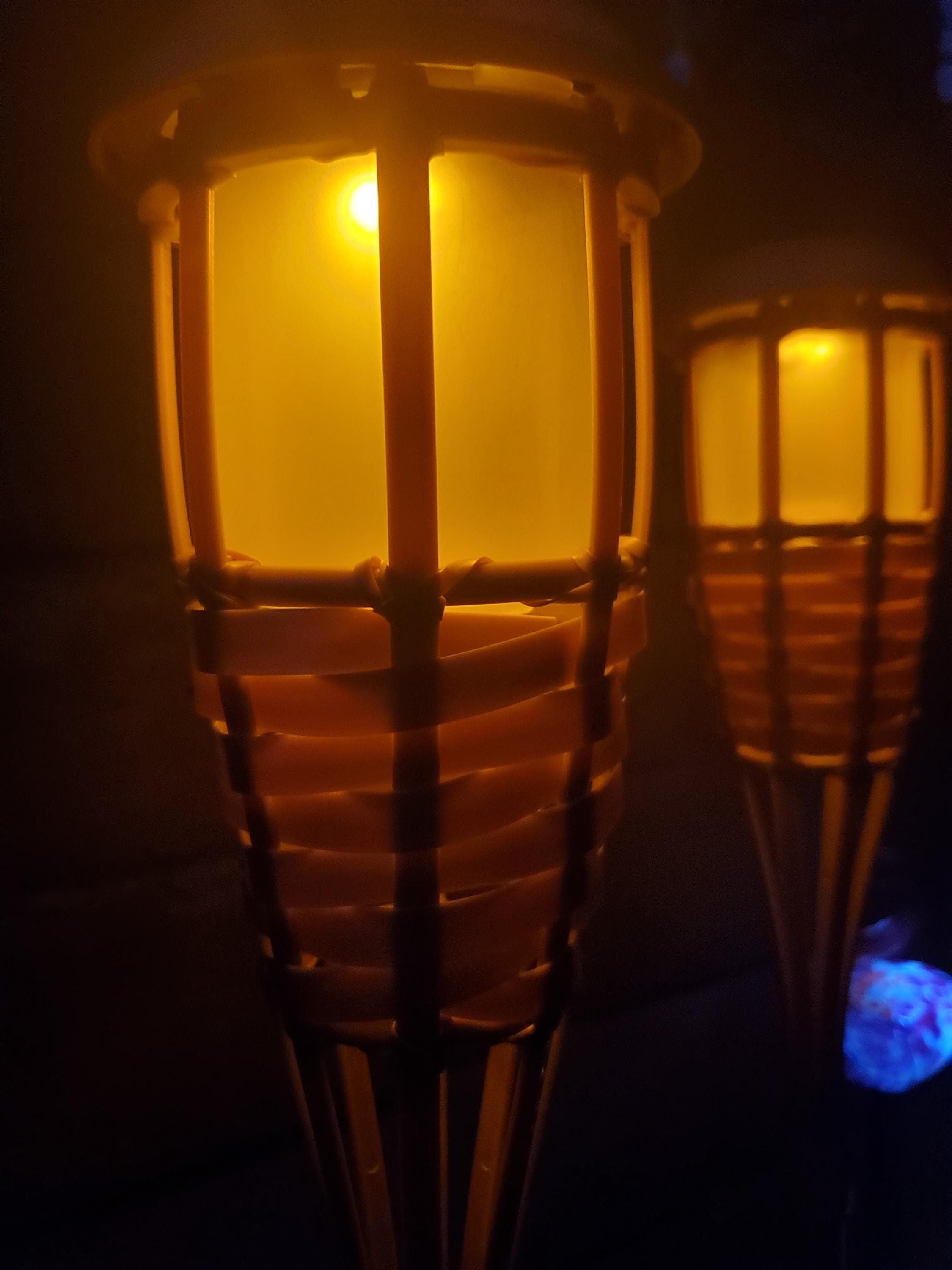Torch Decor Solar Bamboo Tiki Torch Garden Decor, Beach Lighting for Pathway, LED ...