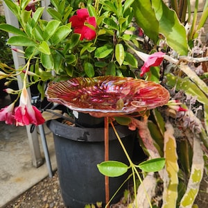 Artisan Embossed Glass Free Bird Feeder/Bird Bath Garden Decor