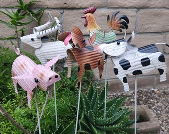 Raccogli piante in metallo a forma di animali da fattoria, accessori per decorazioni da giardino per esterni, decorazioni per fioriere da regalo per giardinaggio, SCEGLI lo stile