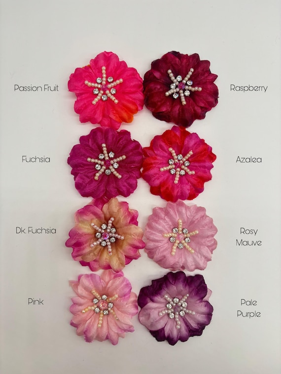 Lot De 10 Fleurs En Mousseline De Soie Avec Strass Au Centre