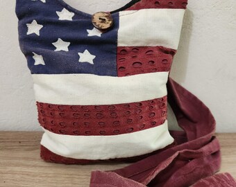 Crossbody Bag Distress Americana-Vintage Cotton Fabric