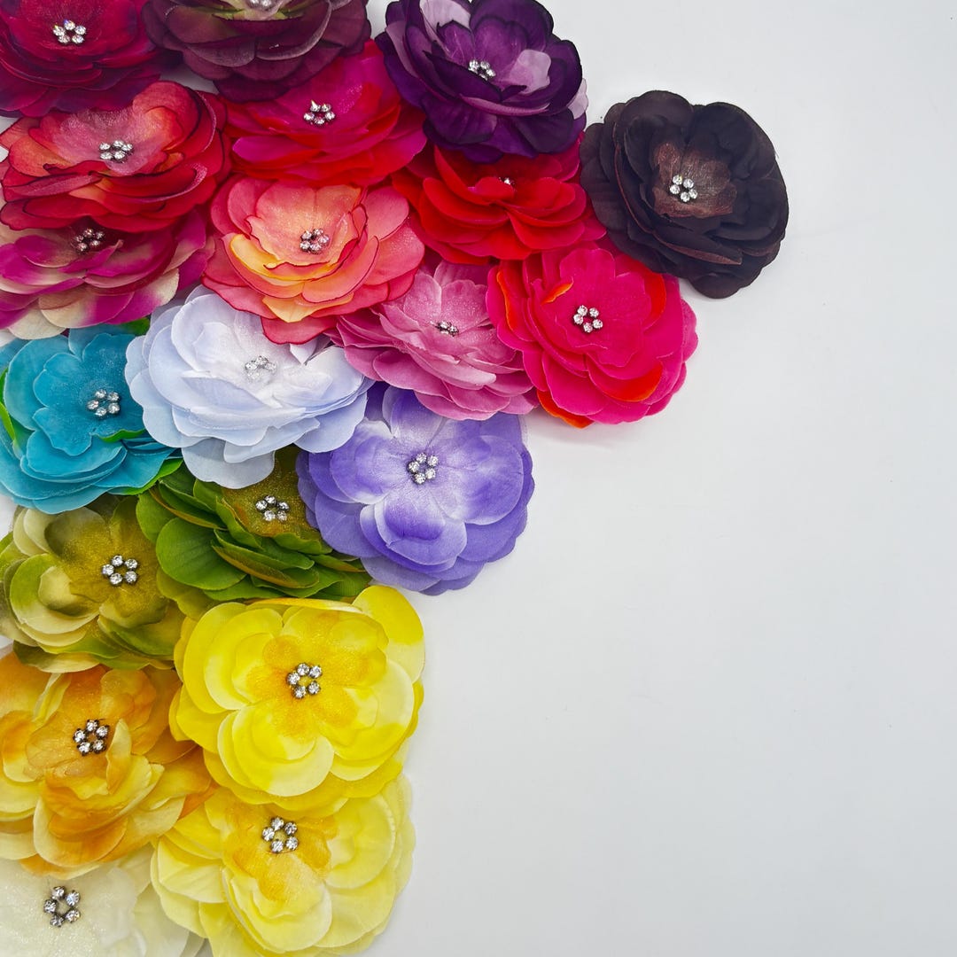 CQA75, 3.5" Fabric Flower Wedding Decor, Floral Art Craft, Artificial ...