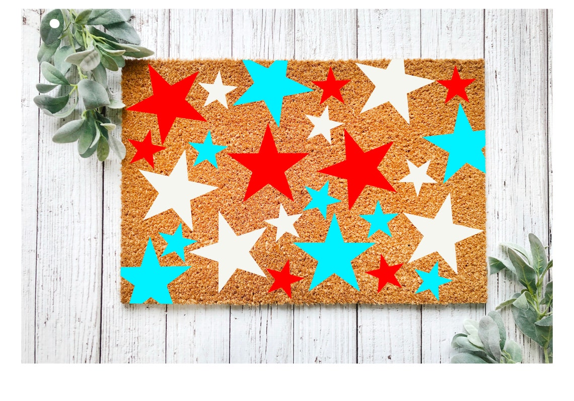 4th of July Coir Door Mat, Cute and Colorful Mat, Summer Decor