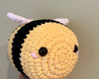Crochet Big Bee Plush, Large Fluffy Amigurumi Plush Bee