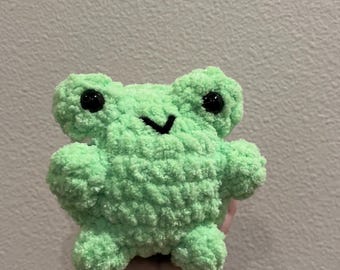 Crochet Fuzzy Frog Plush, Fluffy Amigurumi Plush Frog