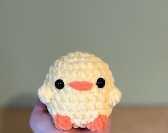 Crochet Duck Plush, Fluffy Amigurumi Plush Duck, Easter Basket Gift
