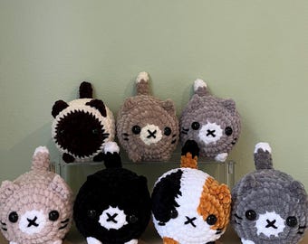 Crochet Loaf Cat Plush, Multicolor Cat Plushie with Custom Option
