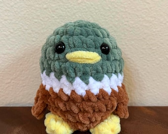 Crochet Mallard Duck Plush, Amigurumi Plush Mallard Duck