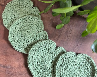 Crochet Lily Pad Coasters, Set of Crocheted Coasters