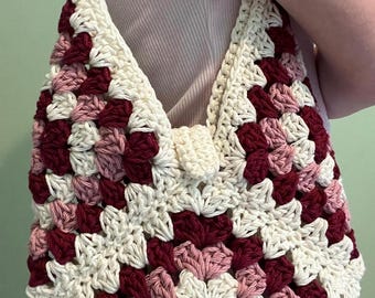 Crochet Triangle Bag, Customizable Granny Square Purse