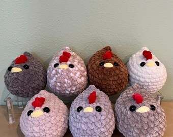 Crochet Chicken Plush, Amigurumi Plush Chickens with Custom Option