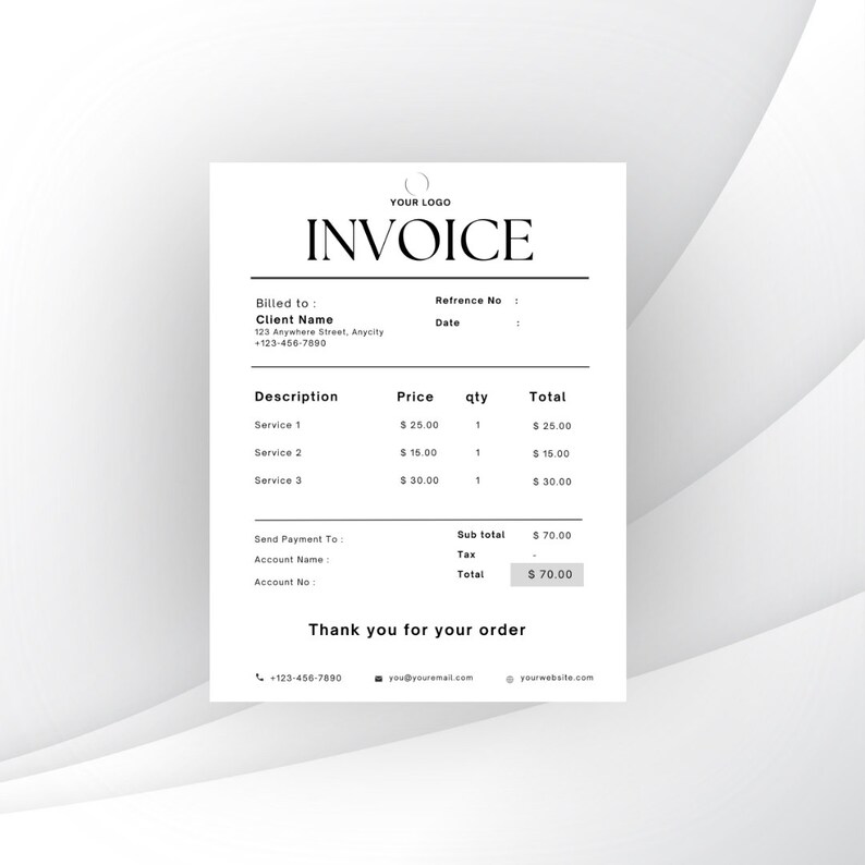 Invoice template editable business invoice printable invoice digital