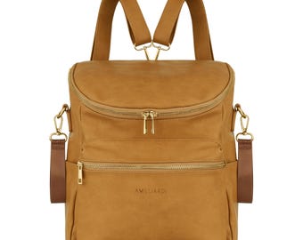 The Venice Diaper Bag - Caramel (Small). Baby Shower Gift, Newborn Gift, Gift for Mom.
