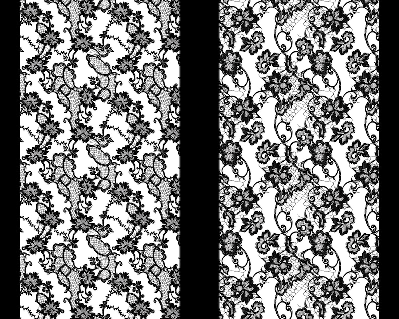 Chic Black Floral Lace Digital Paper | Seamless Pattern | 3600 x 3600 Pixels | High-Resolution 300 DPI for Crafting, Scrapbooking, & Design image 3