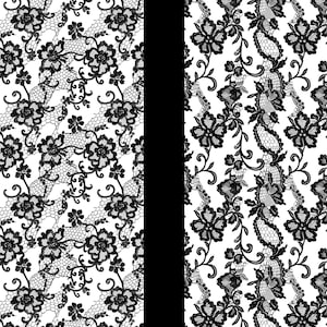 Chic Black Floral Lace Digital Paper | Seamless Pattern | 3600 x 3600 Pixels | High-Resolution 300 DPI for Crafting, Scrapbooking, & Design image 2