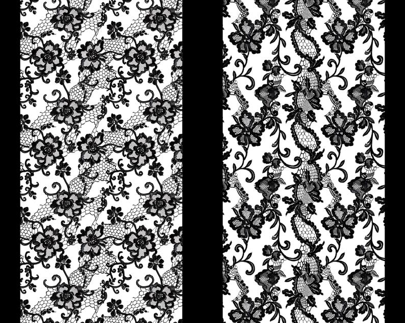 Chic Black Floral Lace Digital Paper | Seamless Pattern | 3600 x 3600 Pixels | High-Resolution 300 DPI for Crafting, Scrapbooking, & Design image 2