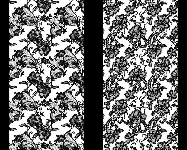 Chic Black Floral Lace Digital Paper | Seamless Pattern | 3600 x 3600 Pixels | High-Resolution 300 DPI for Crafting, Scrapbooking, & Design image 5