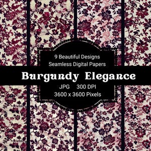 Burgundy Elegance | Vintage Lace Digital Paper | 3600 x 3600 Pixels | High Resolution 300 DPI for Printables, Invitations, and Backgrounds