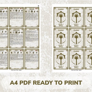 Cleric Spell Cards for Dnd Dungeons and Dragons Game Accessories PDF for Print - Etsy