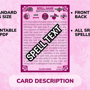 Bard Spell Cards for Dnd Dungeons and Dragons Game Accessories PDF for ...