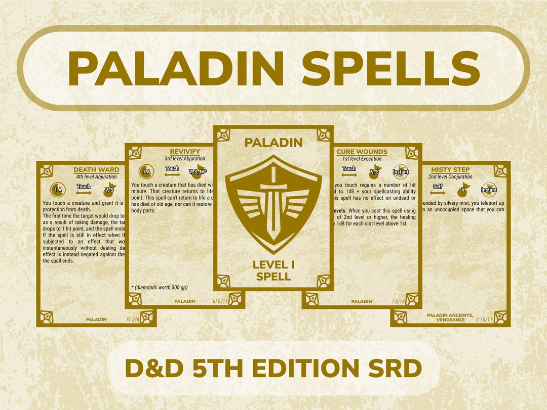 Paladin Spell Cards for Dnd Dungeons and Dragons Game Accessories PDF ...
