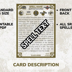 Cleric Spell Cards for Dnd Dungeons and Dragons Game Accessories PDF for Print - Etsy