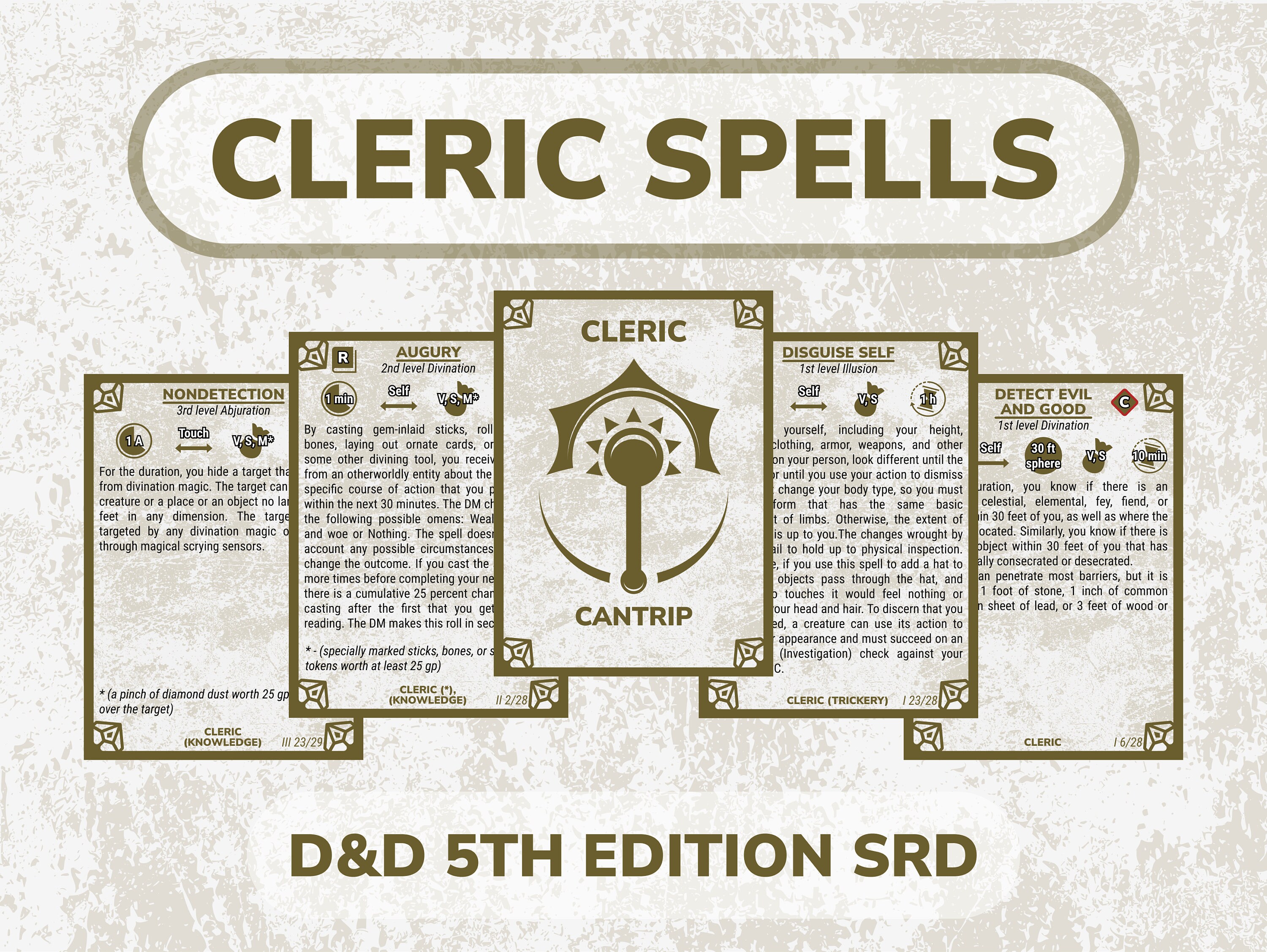 Cleric Spell Cards for Dnd Dungeons and Dragons Game Accessories PDF ...