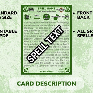 Druid Spell Cards for Dnd Dungeons and Dragons Game - Etsy