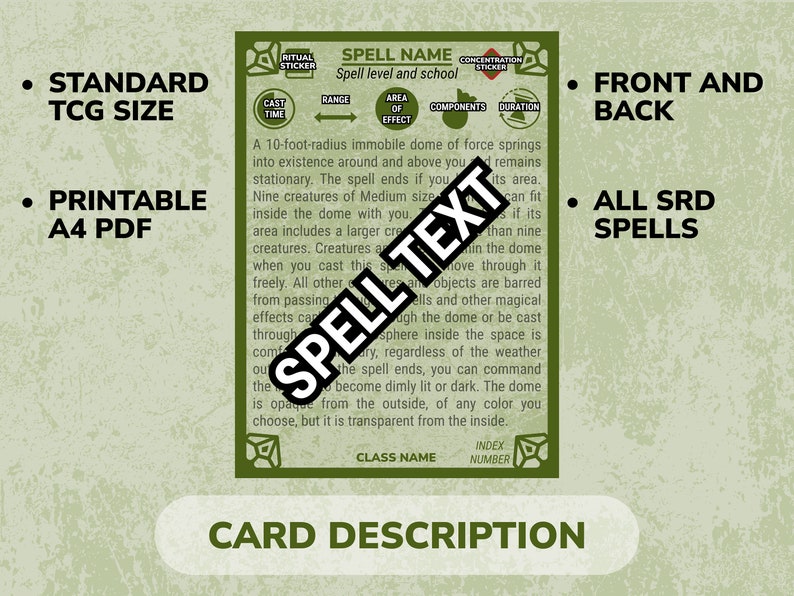 Ranger Spell Cards for Dnd Dungeons and Dragons Game Accessories PDF ...