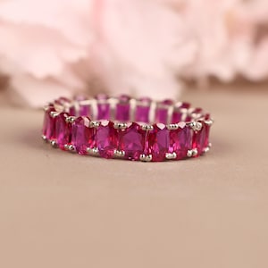 Ruby Full Eternity Band, Wedding Promise Band, Anniversary Bridal jewelry