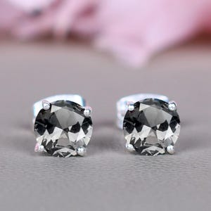 Grijze diamanten oorbel, steker, ronde diamanten oorbel, vrouwen sieraden, bruiloft verlovingsgeschenken, oorstekers voor haar, geboortesteen sieraden