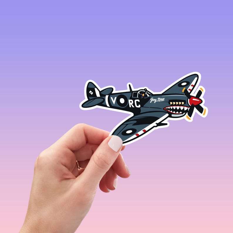 Aircraft Sticker WWII Spitfire Fighter Plane Kiss-cut Vinyl Decal | Vintage Aircraft ...