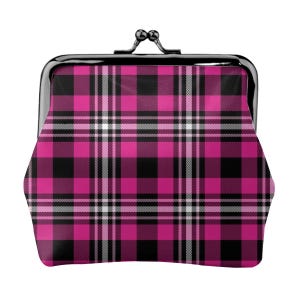 Retro Plaid Coin Purse Bag - Vegan Leather Groovy MCM Change Purse