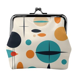 Retro Mid Mod Coin Purse Bag - Vegan Leather Groovy MCM Change Purse